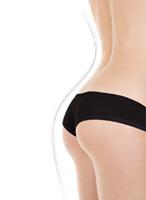 Woman in black bikini buttocks